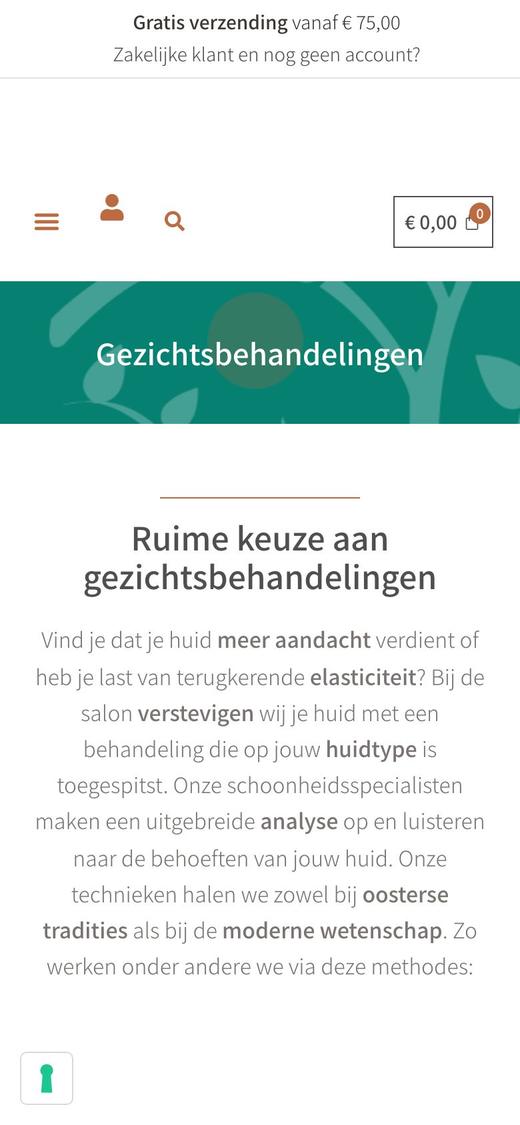 De oude pagina: één pagina voor alle gezichtsbehandelingen